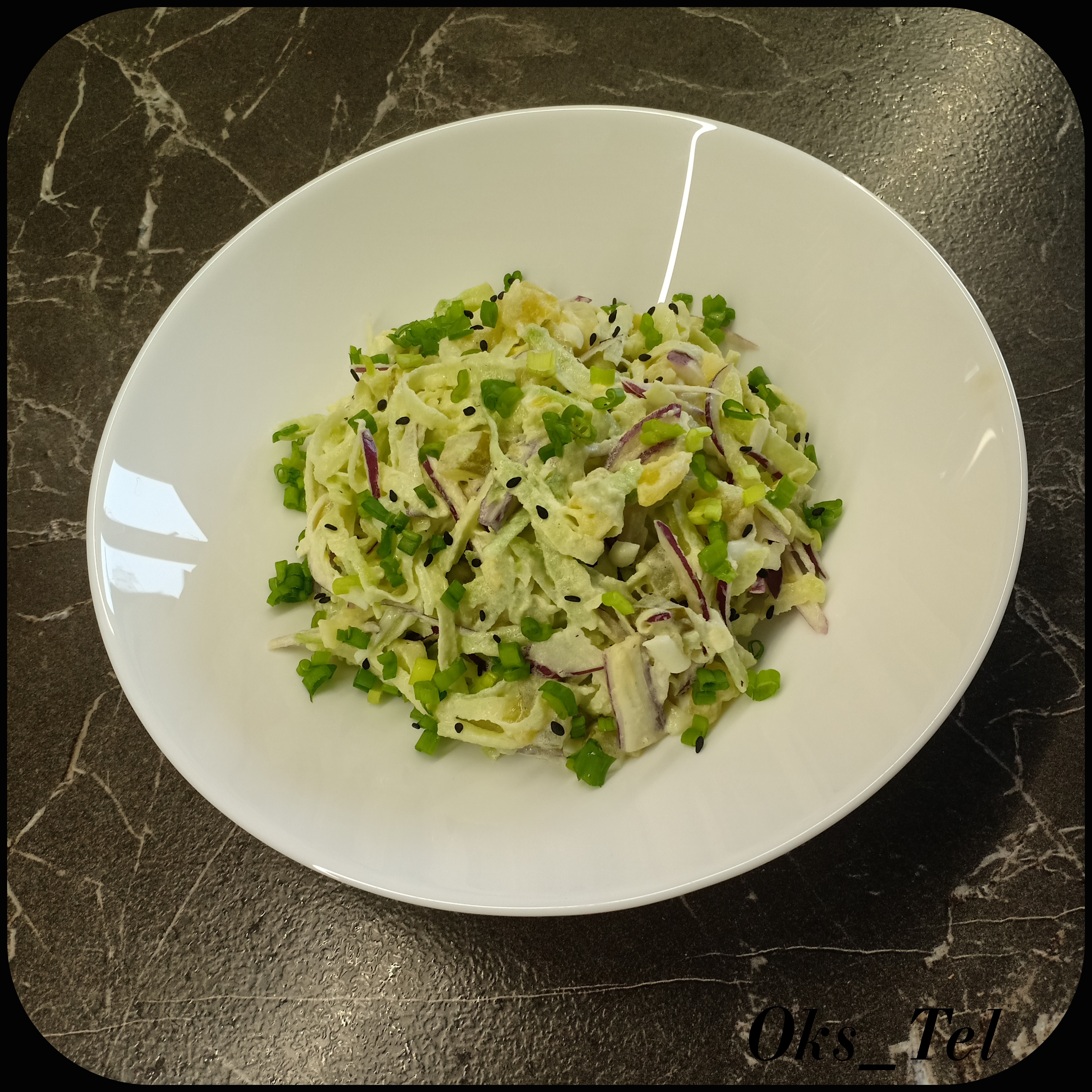 Картофельный салат с зеленой редькой