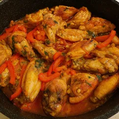 Куриные крылья с овощами