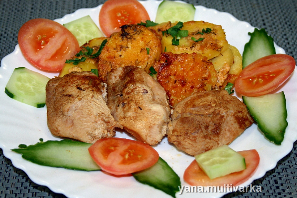 Пикантный картофель с индейкой (2 в 1)