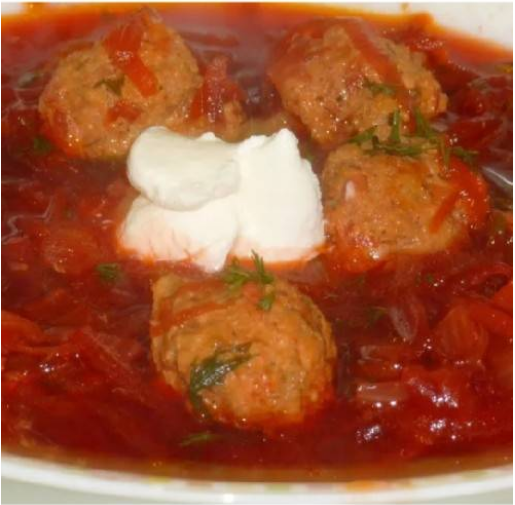 Суп - свёкольник с фрикадельками