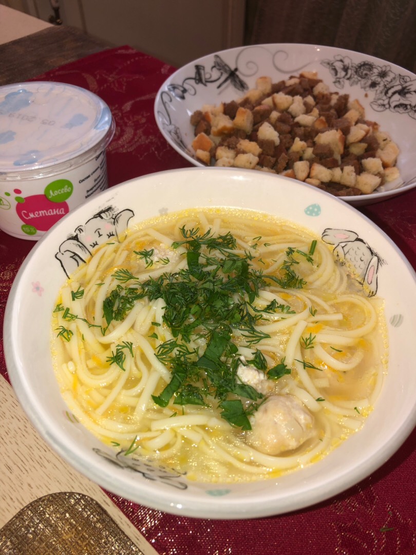 Весенний Супчик с кабачками и фрикадельками для деток