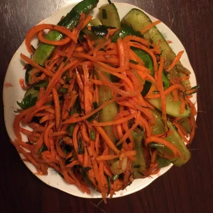 Малосольные огурцы с морковью по-корейски #заготовки