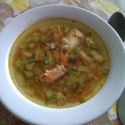 Рыбный суп с кабачком (из консервированной горбуши)