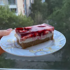 Клубничный чизкейк с творогом без выпечки