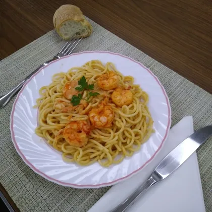 Спагетти с креветками 2