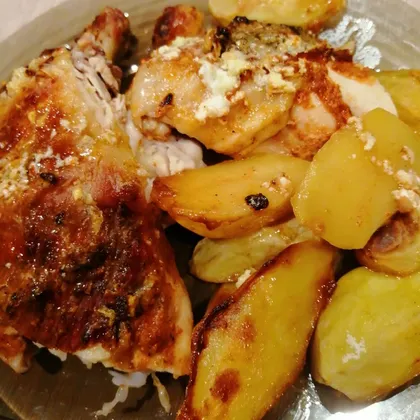 Курица с картофелем, запечённые в духовке
