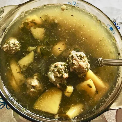 Весенний суп с зелёными фрикадельками