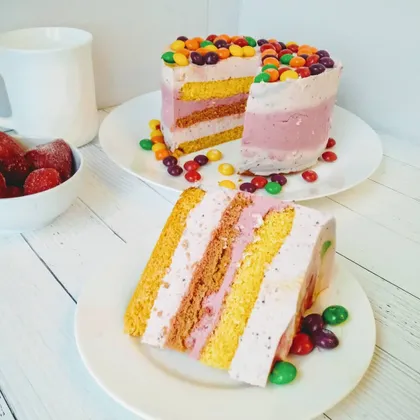 Торт разноцветный с Рикоттой без глютена диетический