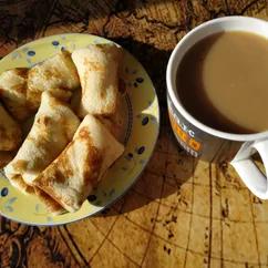 Блинчики с творогом мужу на завтрак 🥞