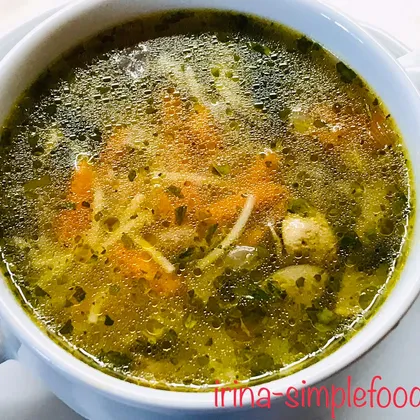 Постный, грибной суп с вермишелью