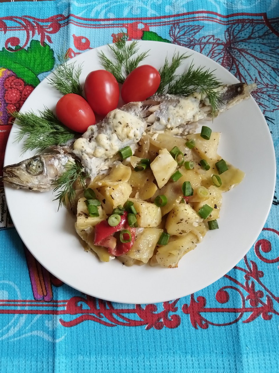 Путассу в духовке с овощами