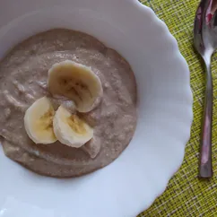 Творожок из зелёной гречки с бананом и яблоком (веганский)