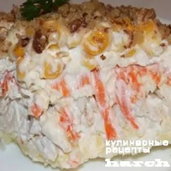 Слоеный салат с копченой курицей "садко"