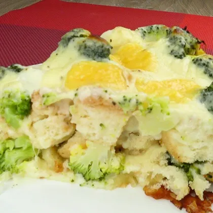 Хлебный пудинг с сыром и брокколи | Bread рudding with cheese and broccoli