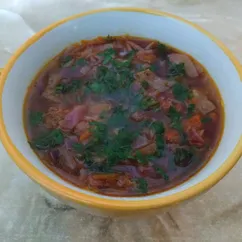 Щи с краснокочанной и белокочанной капустой