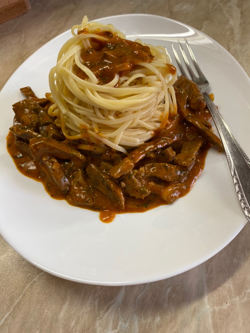 Печень по - строгоновски 🥘