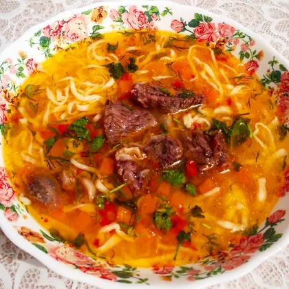 Суп с домашней лапшой #кулинарныймарафон