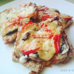 Свиная отбивная, с грибами и сыром.🍄🧀🌶️!!!