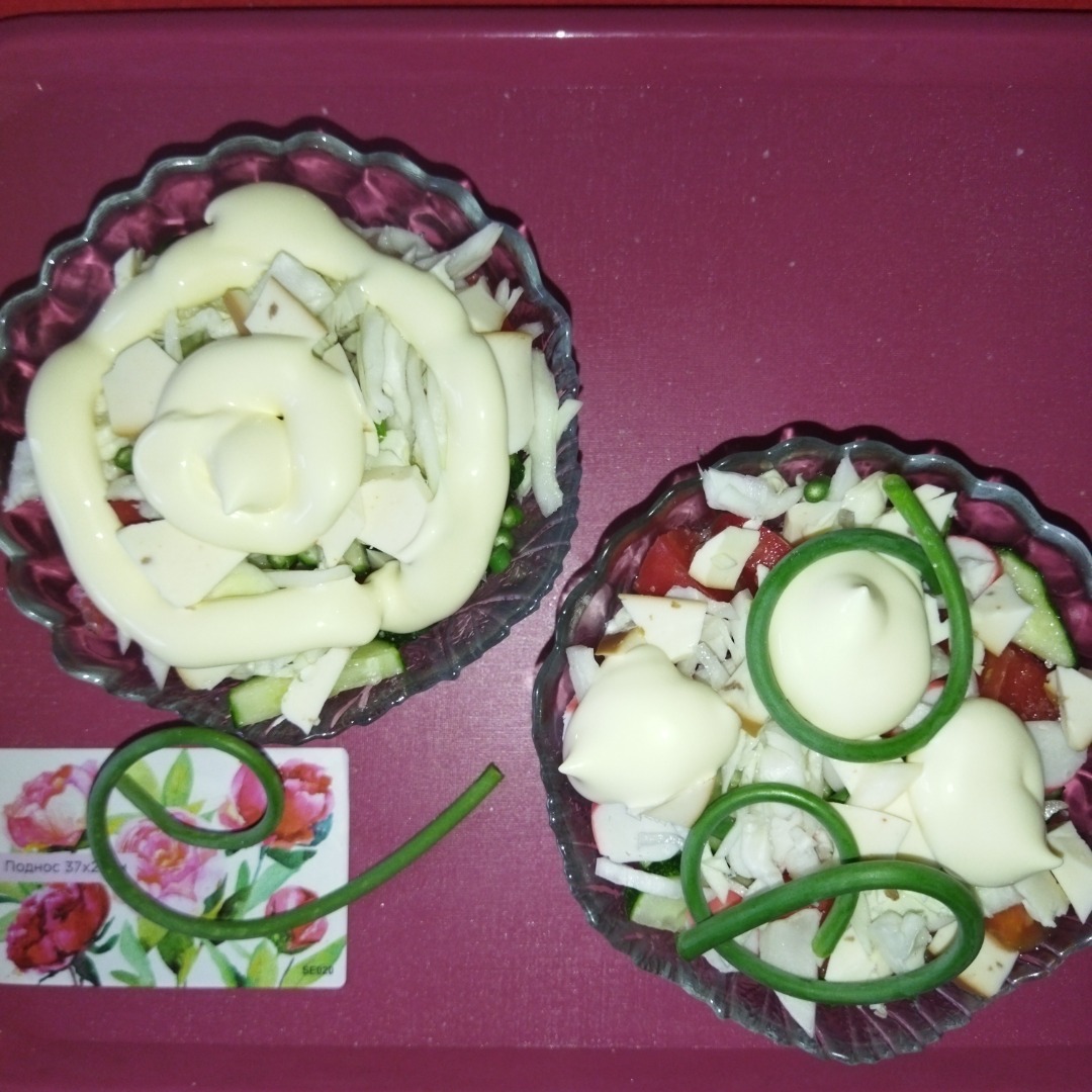 Салат овощной с чесночными стрелками со вкусом плавленого сыра