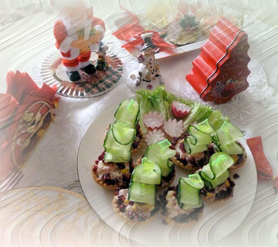 🎄🎅🎁 Салат в тарталетках – с капустой, колбасой и кукурузой 🎄🎅🎁 «Новогодний салат» 🎄🎅🎁