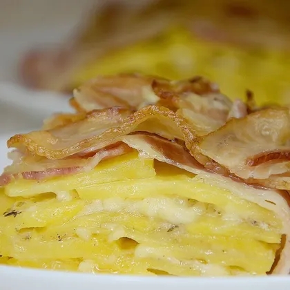 Картошка с беконом и сыром в духовке. Картофельный 'Мильфей'