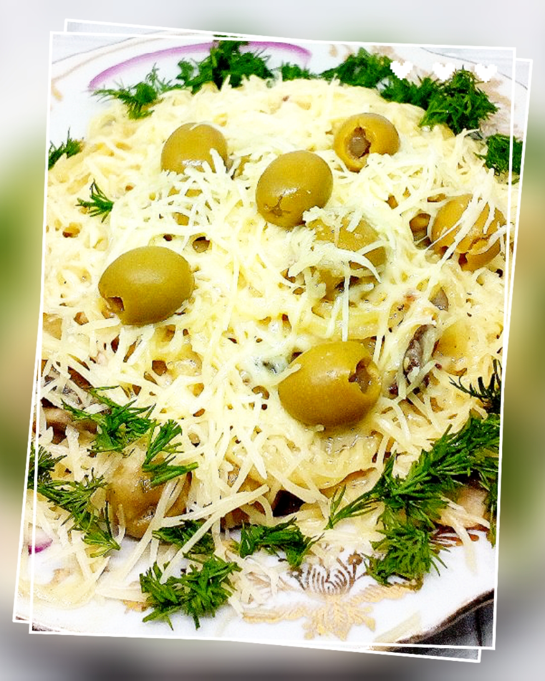 Спагетти с грибами, оливками и французской горчицей