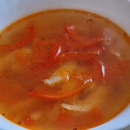 Суп куриный с болгарским перцем и фасолью