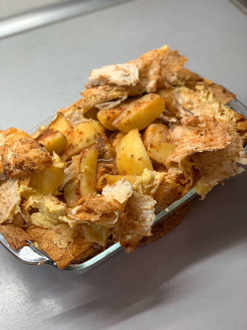 Курица и картошка запечённые в лаваше