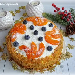 Торт "Молочная девочка" с персиками