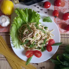 Паста с кальмаром в лимонном соусе