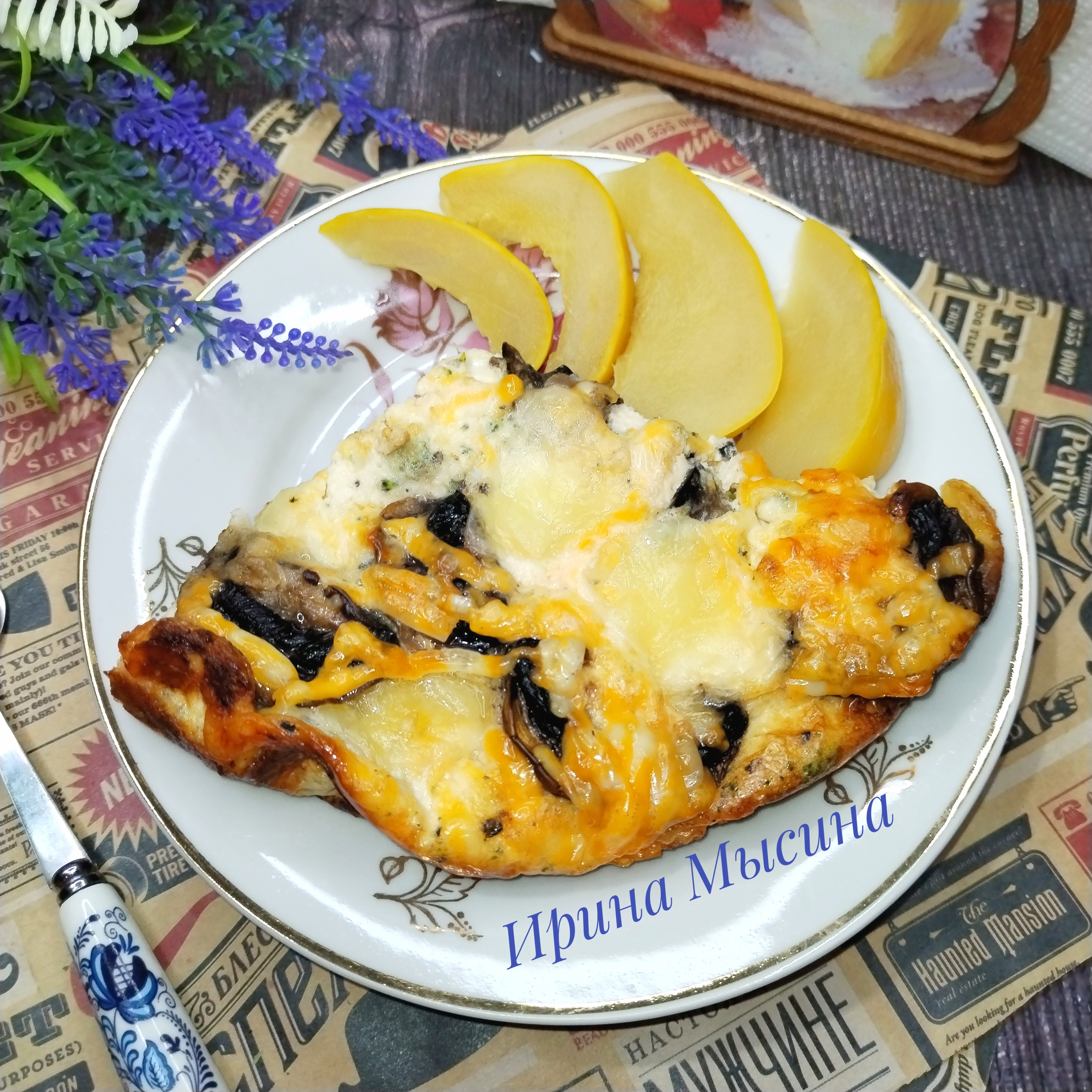 Сырный омлет с грибами и брокколи в духовке 