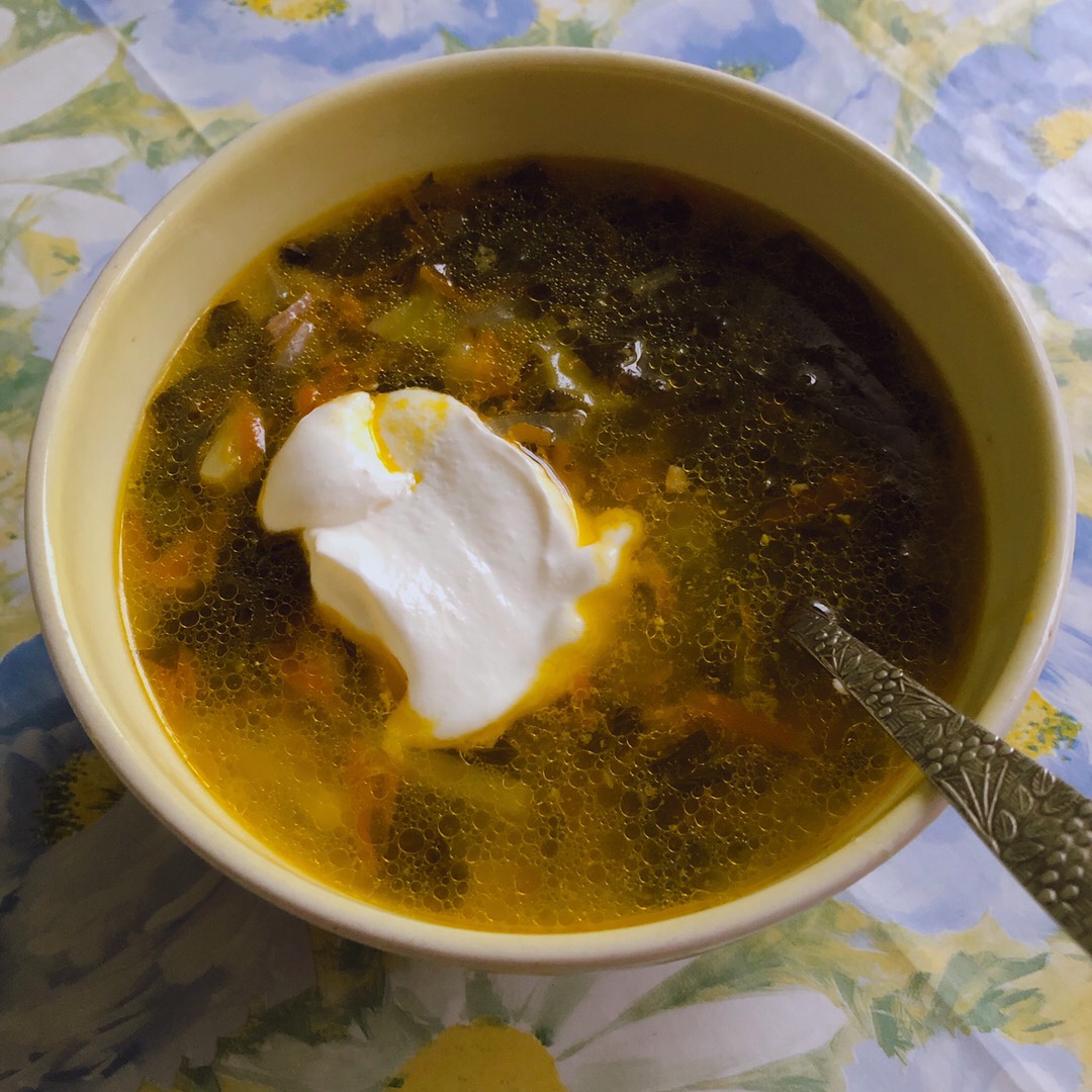 Щавелевый суп на бульоне из индейки