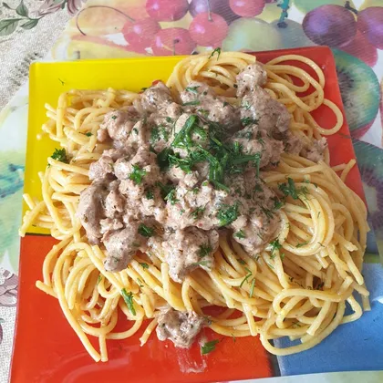Спагетти в сливочно-грибном соусе