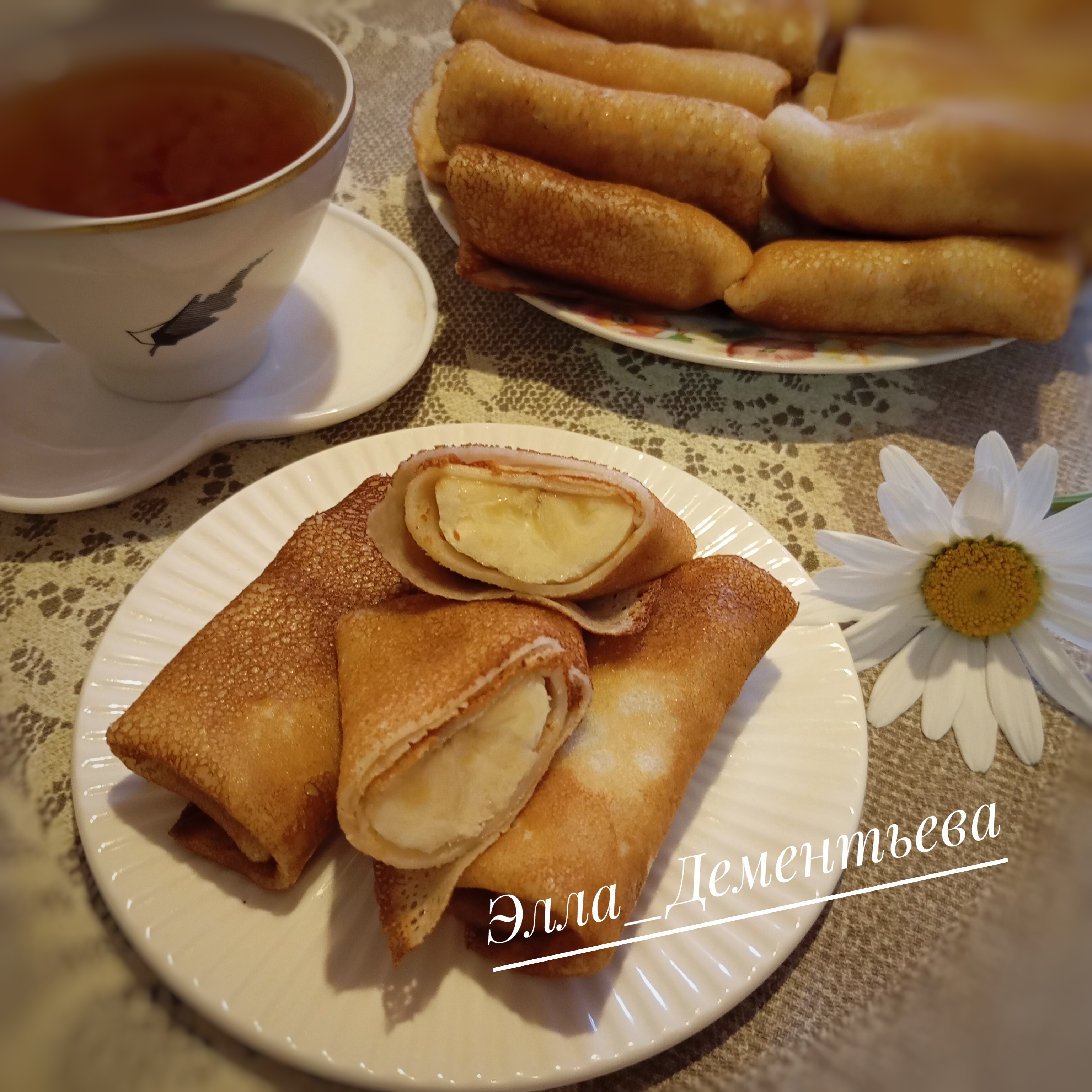 Блинчики с бананом на десерт