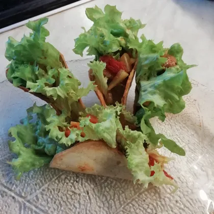 Овощное рагу на тортильи с салатом