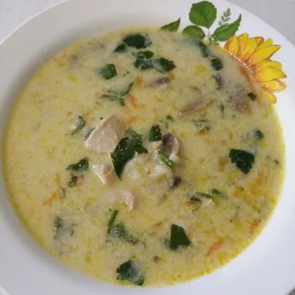 Сливочный суп с рисом и грибами в мультиварке
