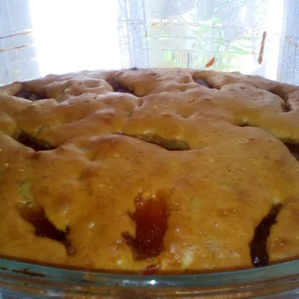 Пирог с яблоками, абрикосами, изюмом и яблочным повидлом #спас