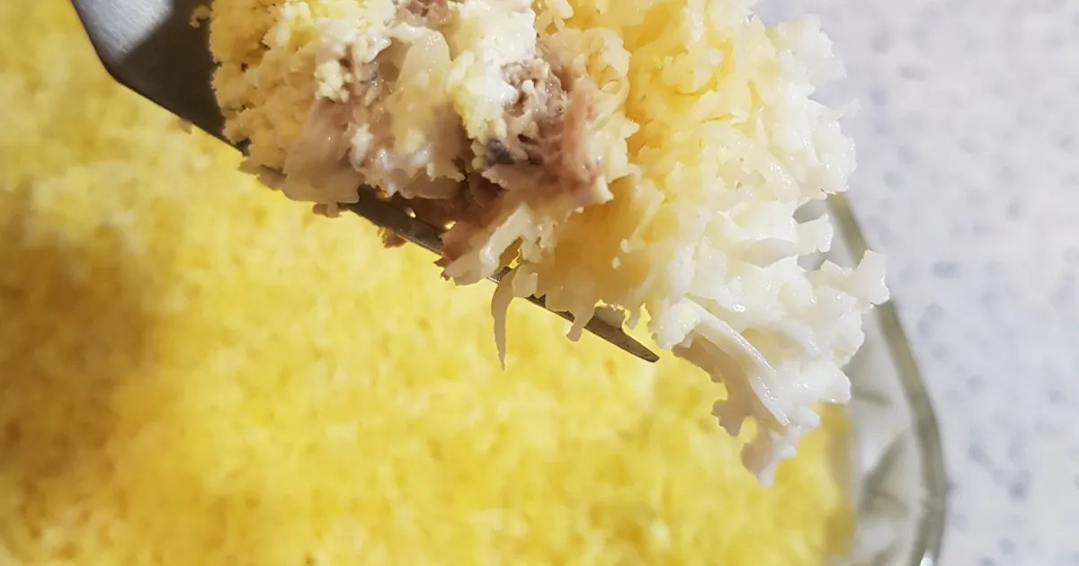 Мимоза с горбушей и сливочным маслом рецепт с фото