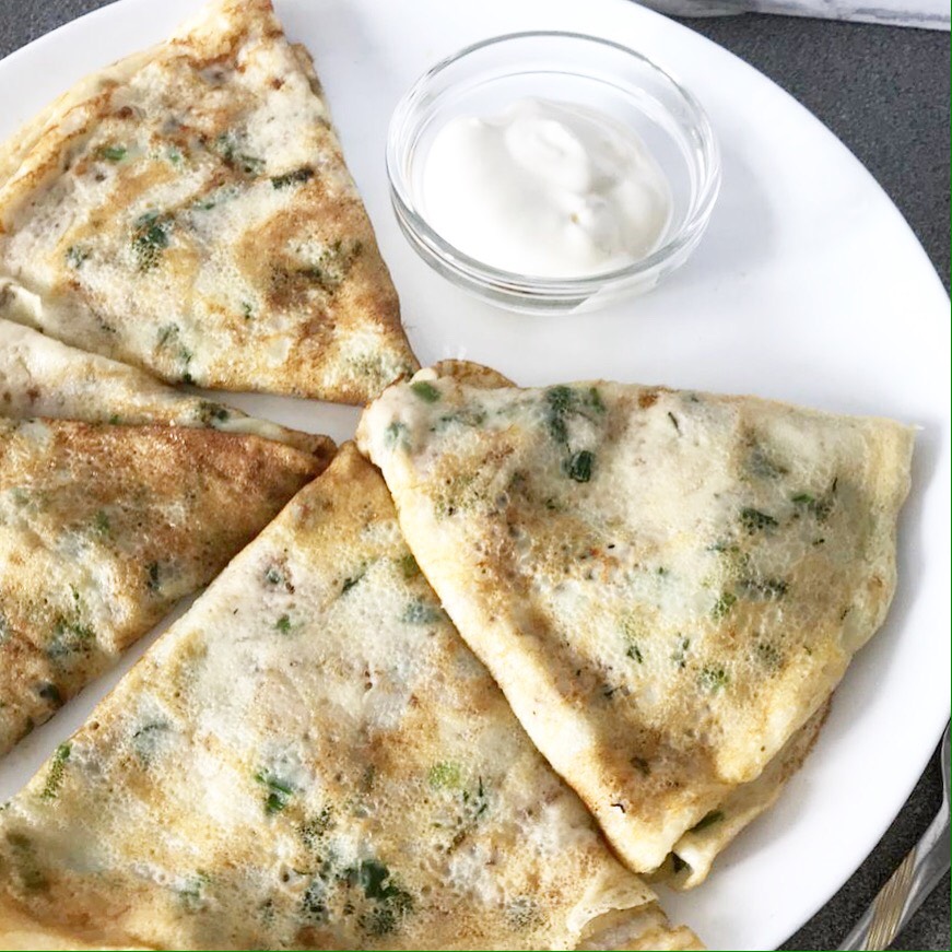Блинчики с зеленью и сыром#непп