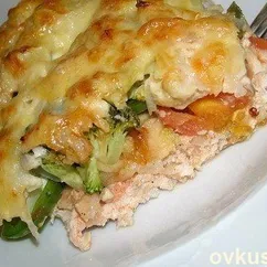 Запеканка из овощей и куриного фарша