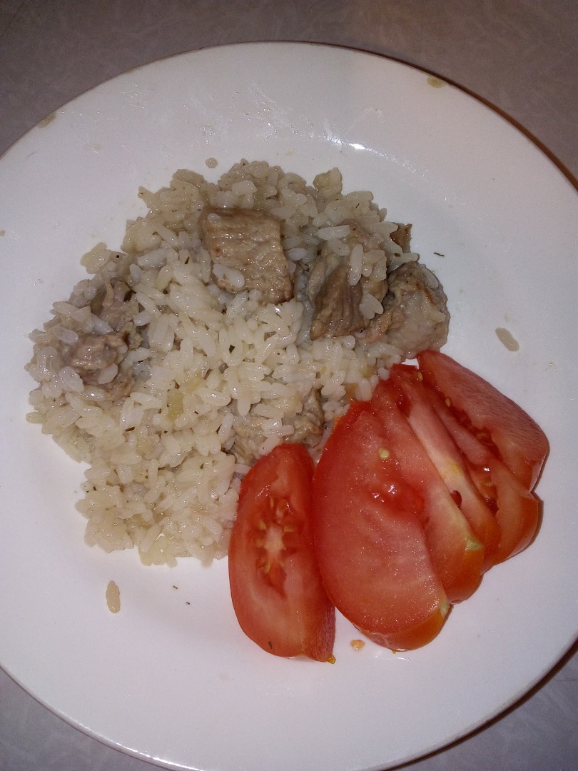 Свинина с яблоками и рисом