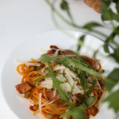 Паста с индейкой (курицей) и бобами эдамаме (спаржевой фасолью) 