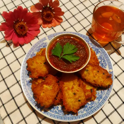 Картофельные драники с беконом (куриным фаршем) 
