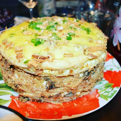 Закусочный Наполеон с курицей и грибами