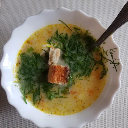 Рыбный Сырный супец из консервированной Горбуши