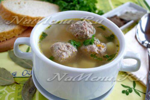 Суп с гречкой и мясными фрикадельками