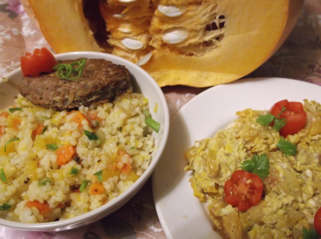 КУС КУС с тыквой,морковкой и луком.Жареная тыква с луком и яйцом