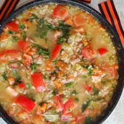 Фронтовой кулеш с тушёнкой. Полевая каша