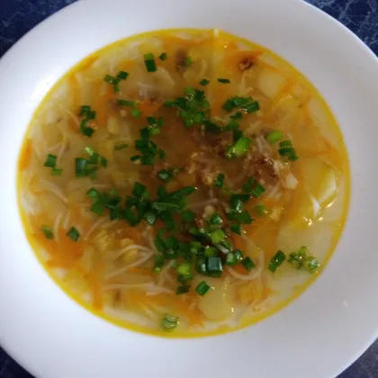 Суп из тушёнки с вермишелью