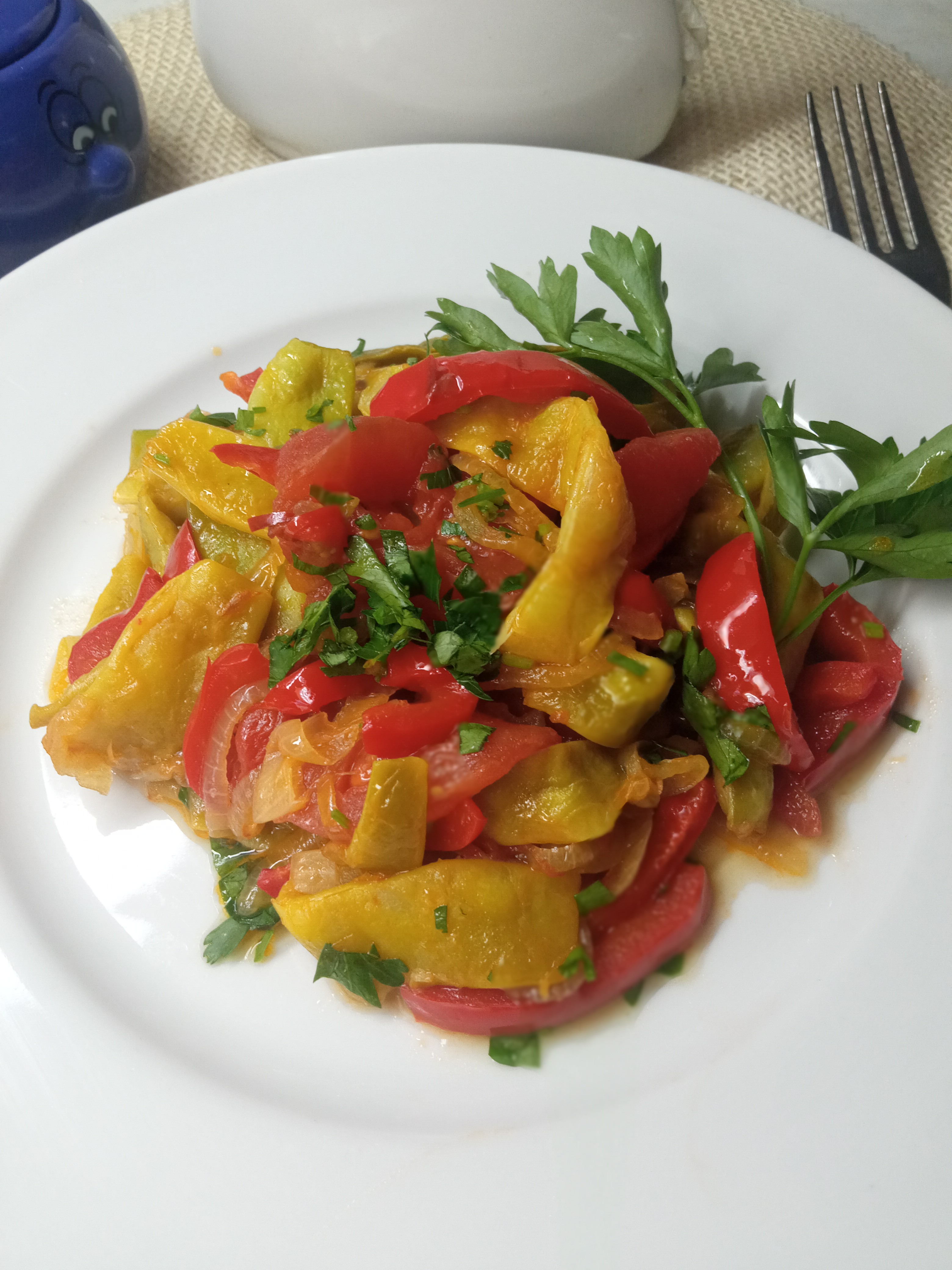 Стручковая фасоль с овощами 